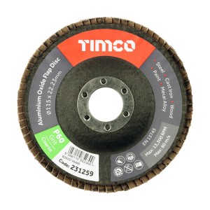 Timco Set of Flap Discs 115 x 22.23mm Aluminium Oxide - Type 29 Conical