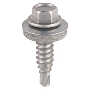 Timco Metal Construction Stitching Self Drilling Screws EPDM Washer Hex - Silver Organic