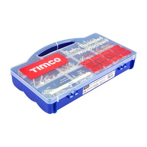 Timco Twin-Threaded Woodscrews Mixed Tray 1140pc - Zinc