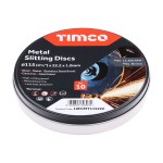 Timco Bonded Abrasive Disc 115 x 22.2 x 1mm - Metal Slitting Discs 10 Pack
