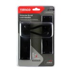 Timco Victorian Scroll Lock Handles - Matt Black