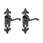 Timco Fleur De Lys Ornate Lever Lock Handles - Antique Black