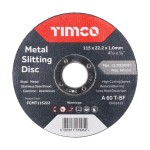 Timco Bonded Abrasive Disc 115 x 22.2 x 2.5mm - Metal Cutting Disc