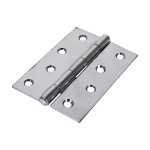Timco Plain Butt Hinge - Fixed Pin (1838) - Polished Chrome
