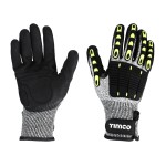 Timco Impact Cut Glove - Sandy Nitrile Coated HPPE Fibre and Glass Fibre Gloves with TPR Pads