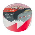Timco Hazard Warning Cloth Tape 33m x 50mm - Red and White