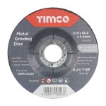 Timco Bonded Abrasive Disc 115 x 22.2 x 6.4mm - Metal Grinding Disc 25 Pack