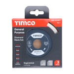Timco General Purpose Diamond Blades 115 x 22.2mm - Segmented 3 Piece Set