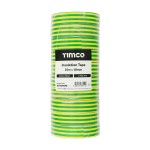 Timco PVC Insulation Tape 25m x 18mm - Green & Yellow Stripe