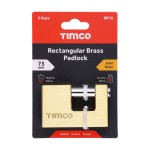 Timco Rectangular Brass Padlock 75mm