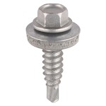 Timco Metal Construction Stitching Self Drilling Screws EPDM Washer Hex - Silver Organic