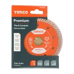 Timco Premium Tile & Ceramic Diamond Blade 115 x 22.2mm - Thin Turbo