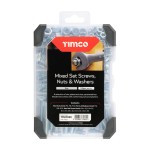 Timco Mixed Tray 199pc Set Screws Nuts Washers - Zinc
