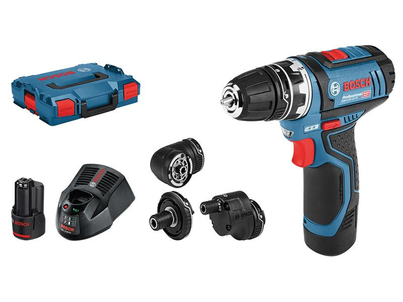 Bosch GSRGFA12 GSR 12V-15 Drill Driver with GFA12 Accessory Set 12V 2 x 2.0Ah Li-ion