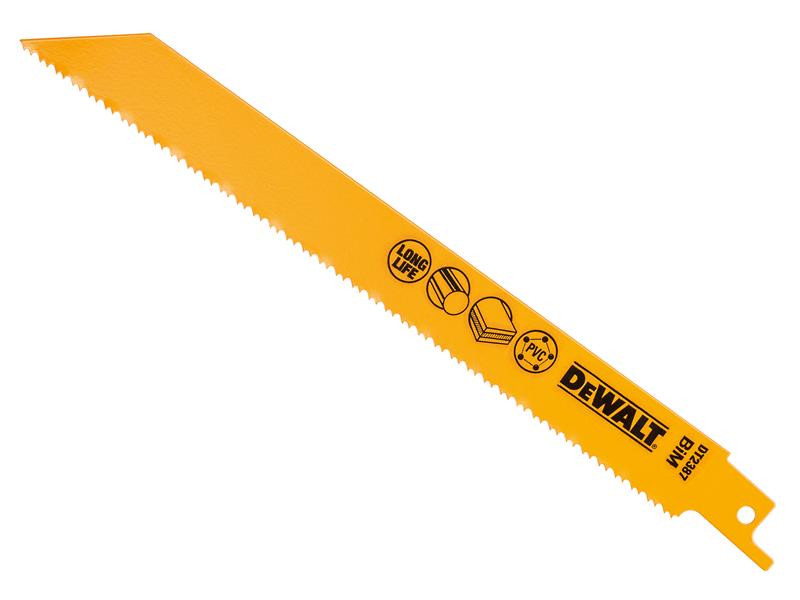 DEWALT DT2387QZ Bi-Metal Reciprocating Blade for Plastic & Pipes 203mm (Pack 5)