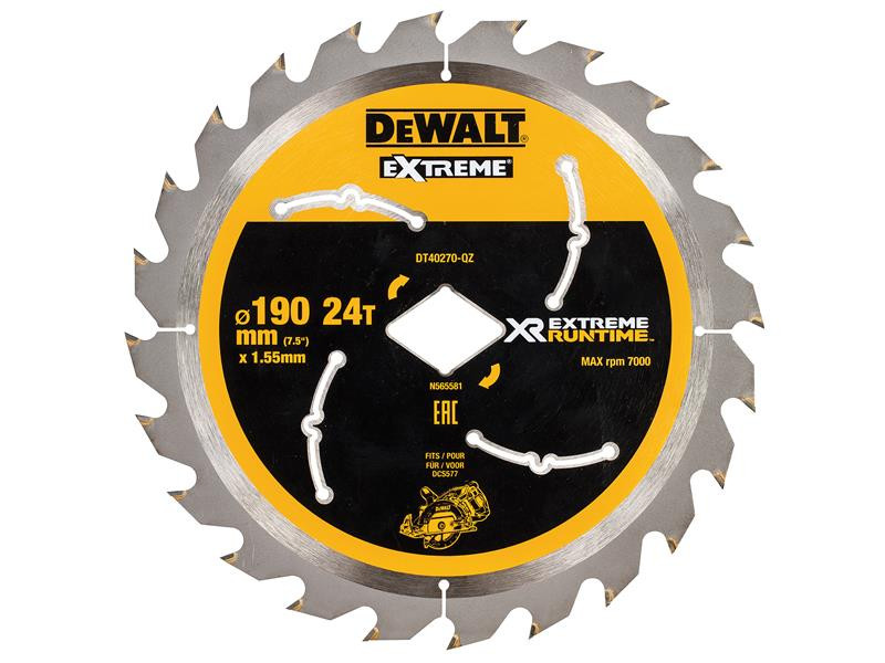 DEWALT DT40270QZ Extreme Runtime FlexVolt Circular Saw Blade 190mm x Diamond 24T