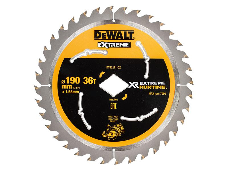 DEWALT DT40271QZ Extreme Runtime FlexVolt Circular Saw Blade 190mm x Diamond 36T
