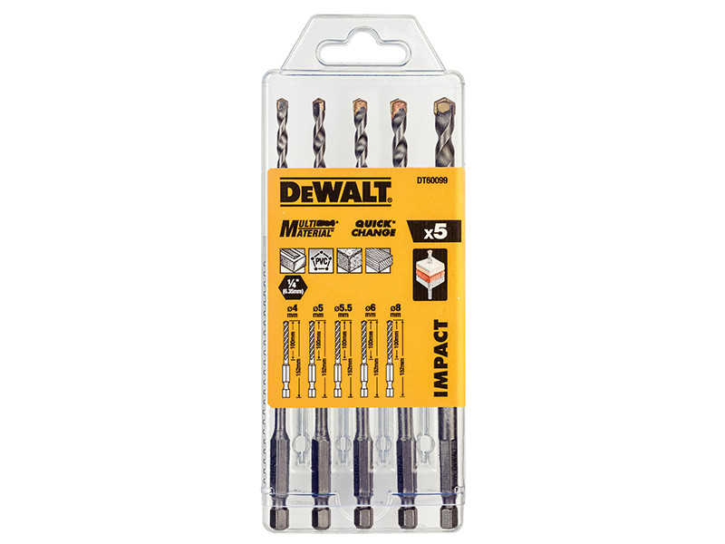 DEWALT DT60099QZ Extreme Impact Masonry Drill Bit Set 5 Piece