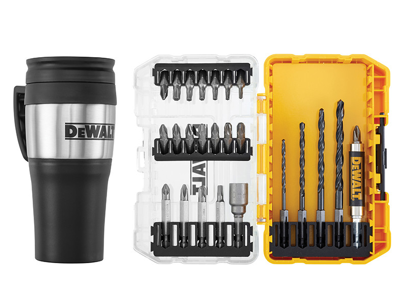 A yellow and black DEWALT cordless drill driver with a keyless chuck and variable-speed trigger, for drilling and screw driving.