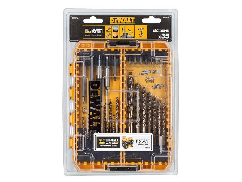 A yellow and black DEWALT cordless drill driver with a keyless chuck and variable-speed trigger, for drilling and screw driving.