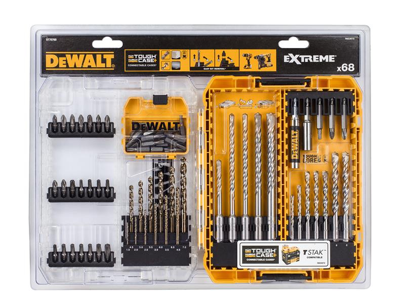 A yellow and black DEWALT cordless drill driver with a keyless chuck and variable-speed trigger, for drilling and screw driving.