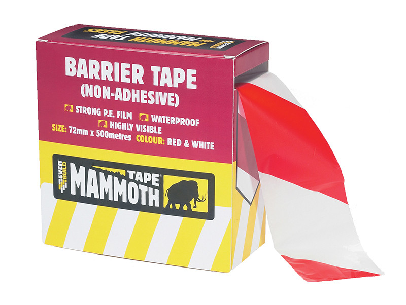 Everbuild EVB2BARRD500 Barrier Tape Red / White 72mm x 500m