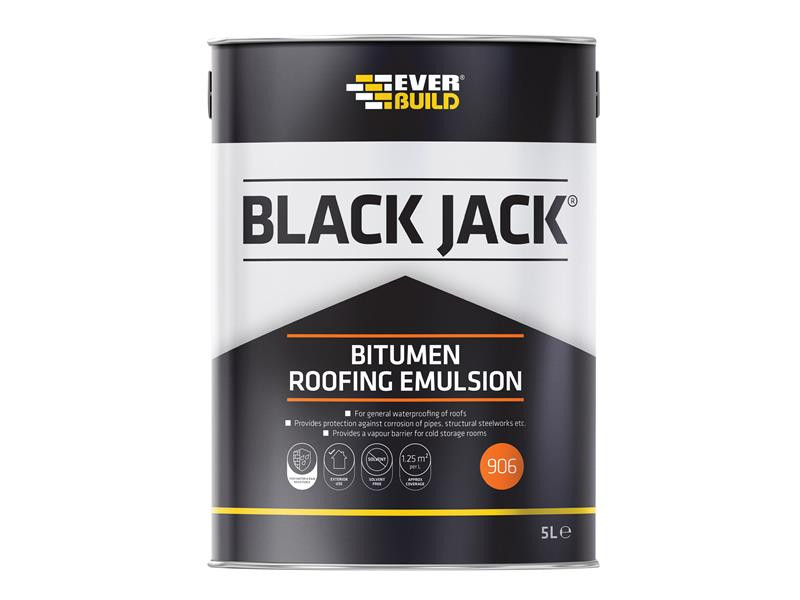 Everbuild EVB90605 Black Jack® 906 Bitumen Roofing Emulsion 5 litre