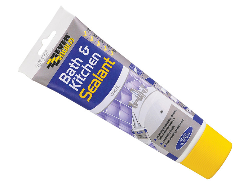 Everbuild EVBEASIBATHW Bath & Kitchen Seal White Easi Squeeze 200ml