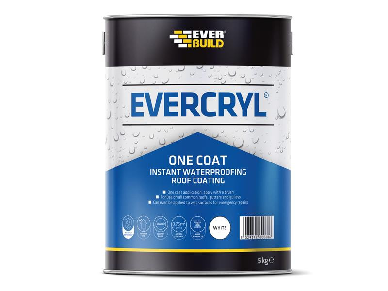 Everbuild EVBEVCWE5 EVERCRYL® One Coat White 5kg