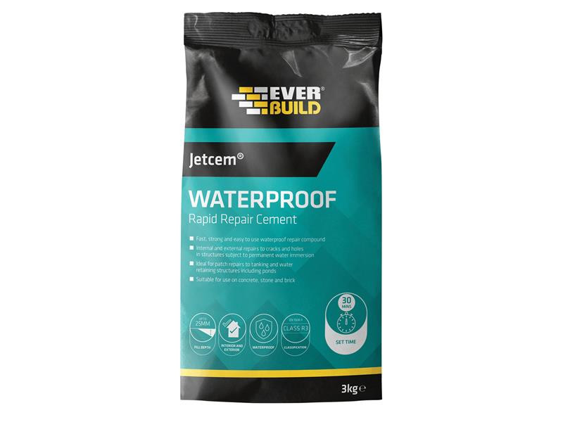 Everbuild EVBJETWAT3 Jetcem Waterproofing Rapid Set Cement (Single 3kg Pack)