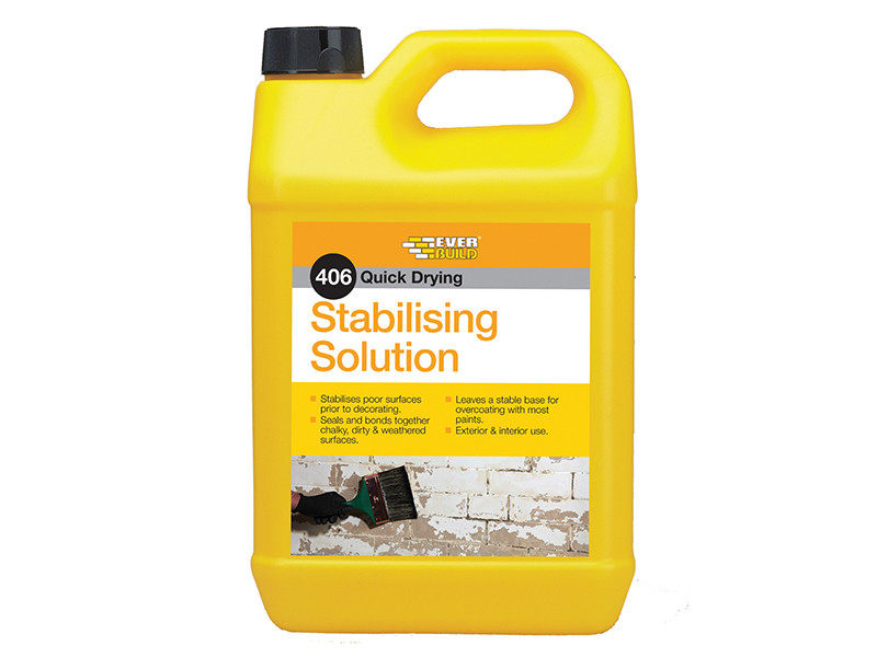A 5 litre container of Everbuild construction adhesive or sealant, displayed against a white background.
