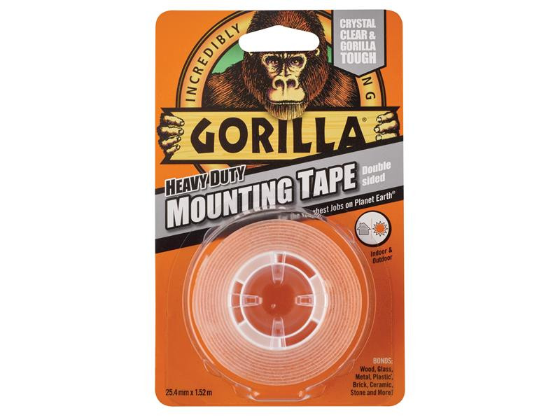 Gorilla Glue GRGGTHDDSMT Gorilla Heavy-Duty Mounting Tape 25.4mm x 1.52m Crystal Clear