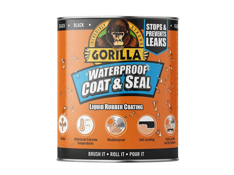 Gorilla Glue GRGPSPBL Waterproof Coat & Seal Liquid Rubber Coating Black