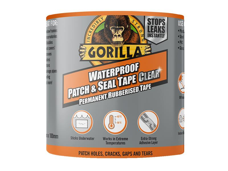 Gorilla Glue GRGWPSTCL Gorilla® Waterproof Patch & Seal Tape 100mm x 2.4m Clear