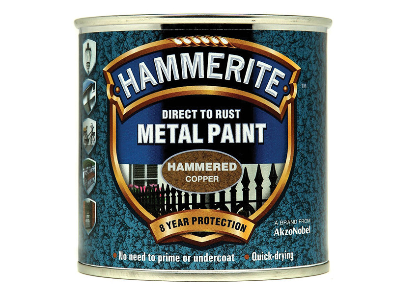 Hammerite HMMHFCO250 Direct to Rust Hammered Finish Metal Paint Copper 250ml