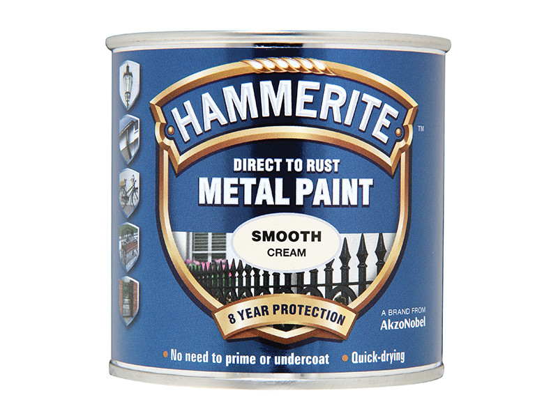 Hammerite HMMSFCR250 Direct to Rust Smooth Finish Metal Paint Cream 250ml