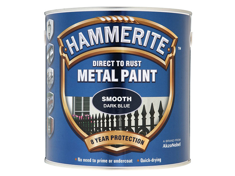 Hammerite HMMSFDB25L Direct to Rust Smooth Finish Metal Paint Dark Blue 2.5 Litre