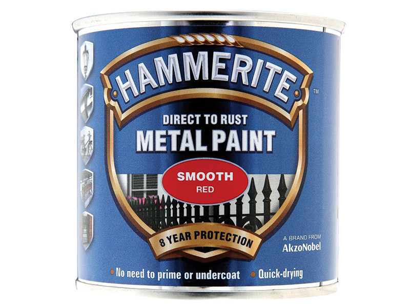 Hammerite HMMSFR250 Direct to Rust Smooth Finish Metal Paint Red 250ml