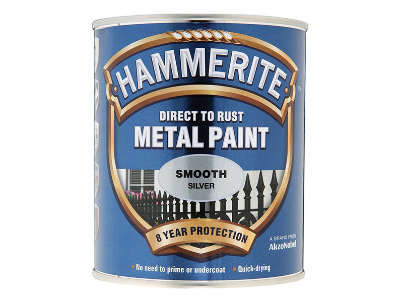 Hammerite HMMSFSI250 Direct to Rust Smooth Finish Metal Paint Silver 250ml