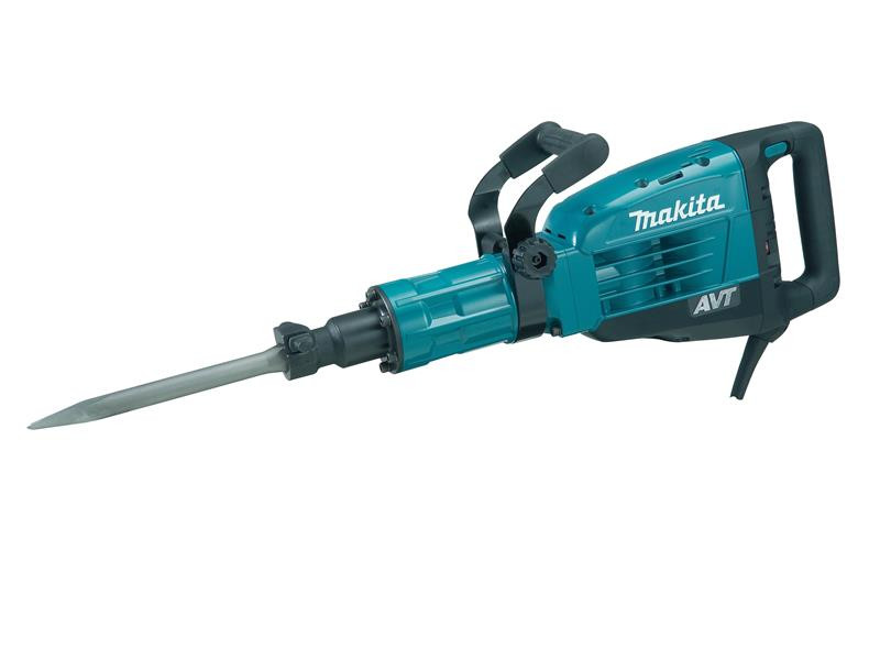 A teal and black Makita corded power tool, 110V, with an ergonomic grip, designed for use on construction and maintenance tasks.