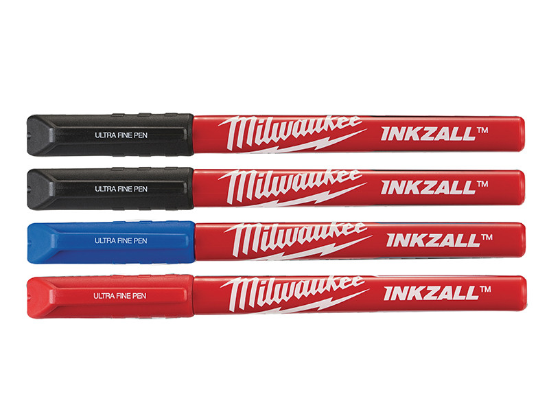 Milwaukee MHT48223165 INKZALL™ Ultra Fine Tip Pen Assorted Colours (Pack 4)