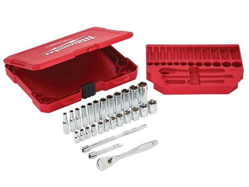Milwaukee MHT932464943 1/4in Drive Ratcheting Socket Set Metric, 28 Piece