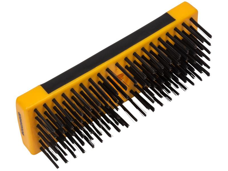 A brush with natural or synthetic bristles and an ergonomic handle, for applying coatings or cleaning surfaces.