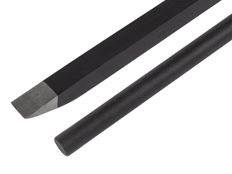 A hardened steel crowbar with a curved prying end and a pointed chisel tip, designed for levering, prying, and demolition work.