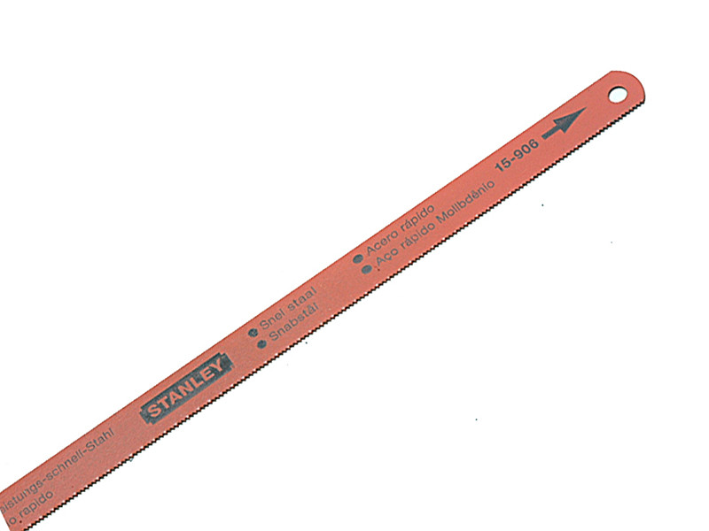 A hacksaw with a metal frame, adjustable blade tension, and a pistol-grip handle, for cutting metal bar, pipe, and conduit.
