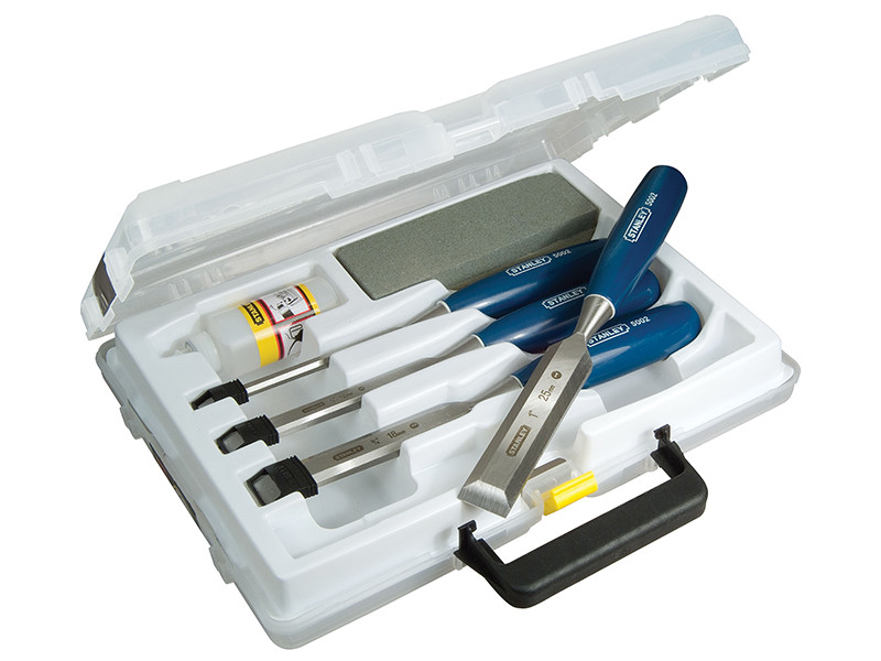 STANLEY STA016130 5002 Bevel Edge Chisel & Oilstone Set, 6 Piece