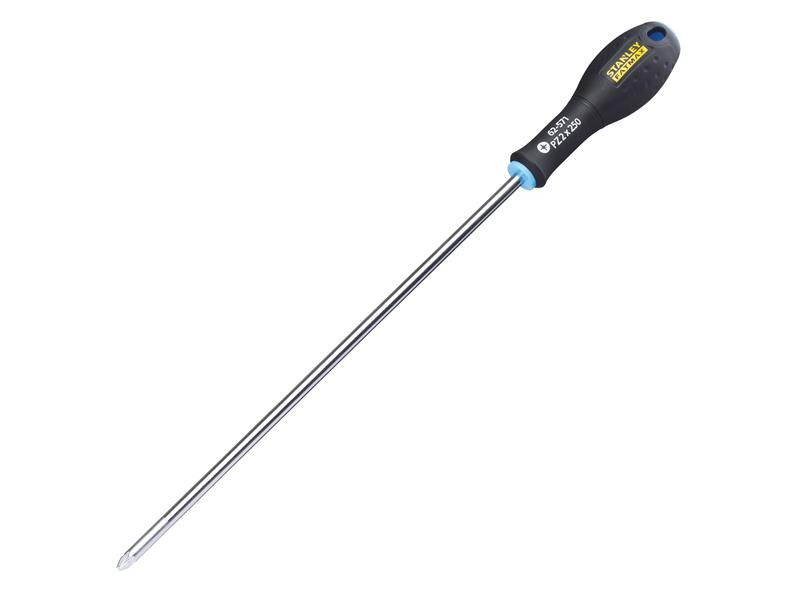 A Stanley Pozi screwdriver with a comfort-grip handle and a hardened steel tip, for general assembly and fastening work.