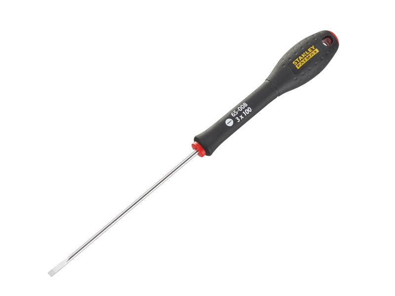 A Stanley multi-tip screwdriver with a comfort-grip handle and a hardened steel tip, for general assembly and fastening work.