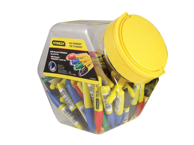 STANLEY STA147329 Mini Fine Tip Marker, Mixed Colours (Tub 72)