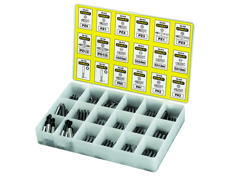 STANLEY STA168741 Insert Bits & Magnetic Bit Holders Assorted Tray, 200 Piece